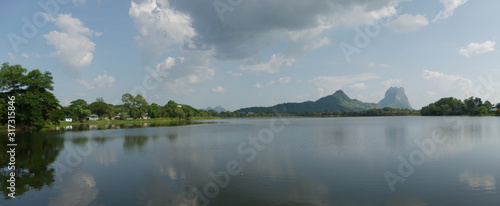panoramic view of beautiful landscape of Hpa An, Myanmar, Asia © Anja
