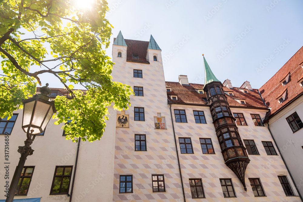 Naklejka premium Alter Hof or Old Court Burgstock Wing Munich Inner city Bavaria Germany