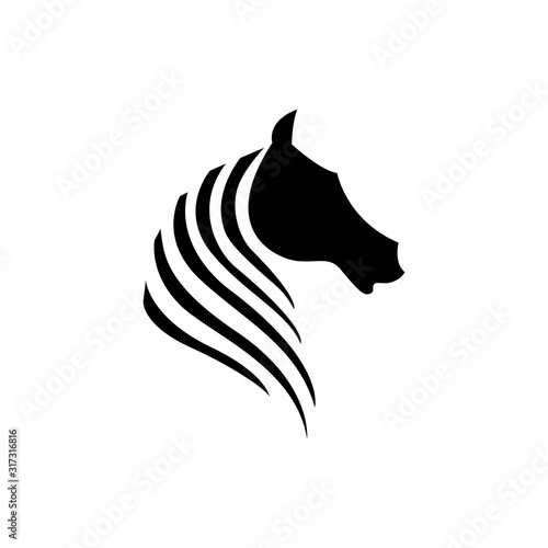 Logo with the head of a zebra. Flat zebra portrait. Trendy Flat style for graphic design, Web site, UI. EPS10. - Vector illustration