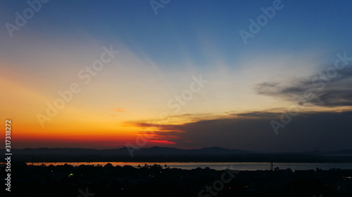 sunset scenery in Mawlayine, Myanmar, Asia