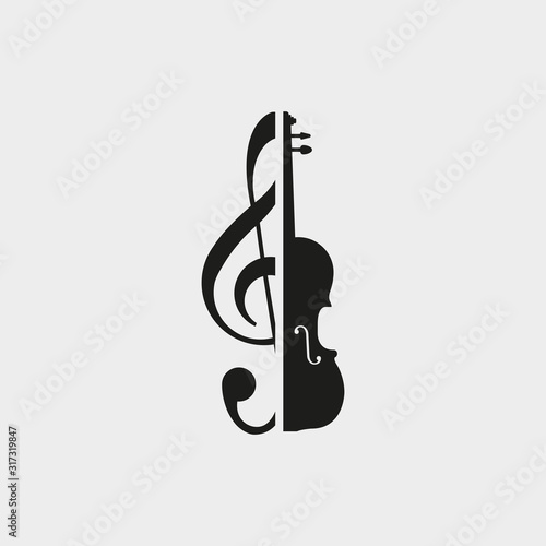 Treble clef and violin icon vector