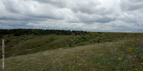 clouds over a field