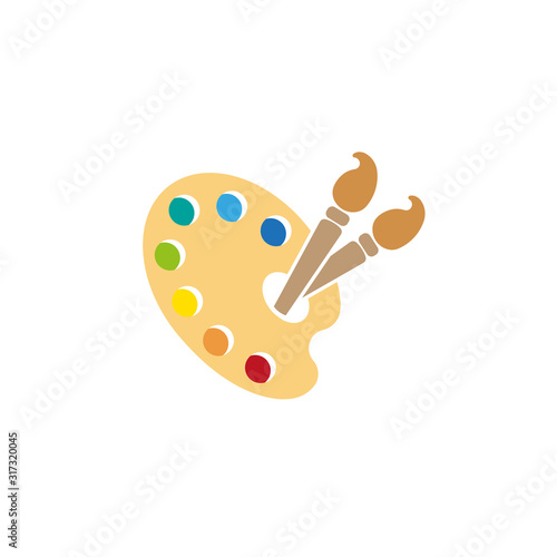 Palette with paint brush 