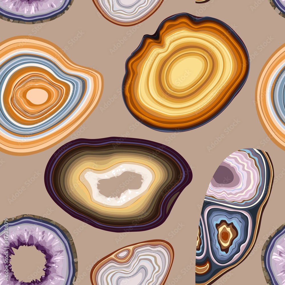 Vector seamless pattern with geode and agate cuts Vector seamless pattern with geode and agate cuts