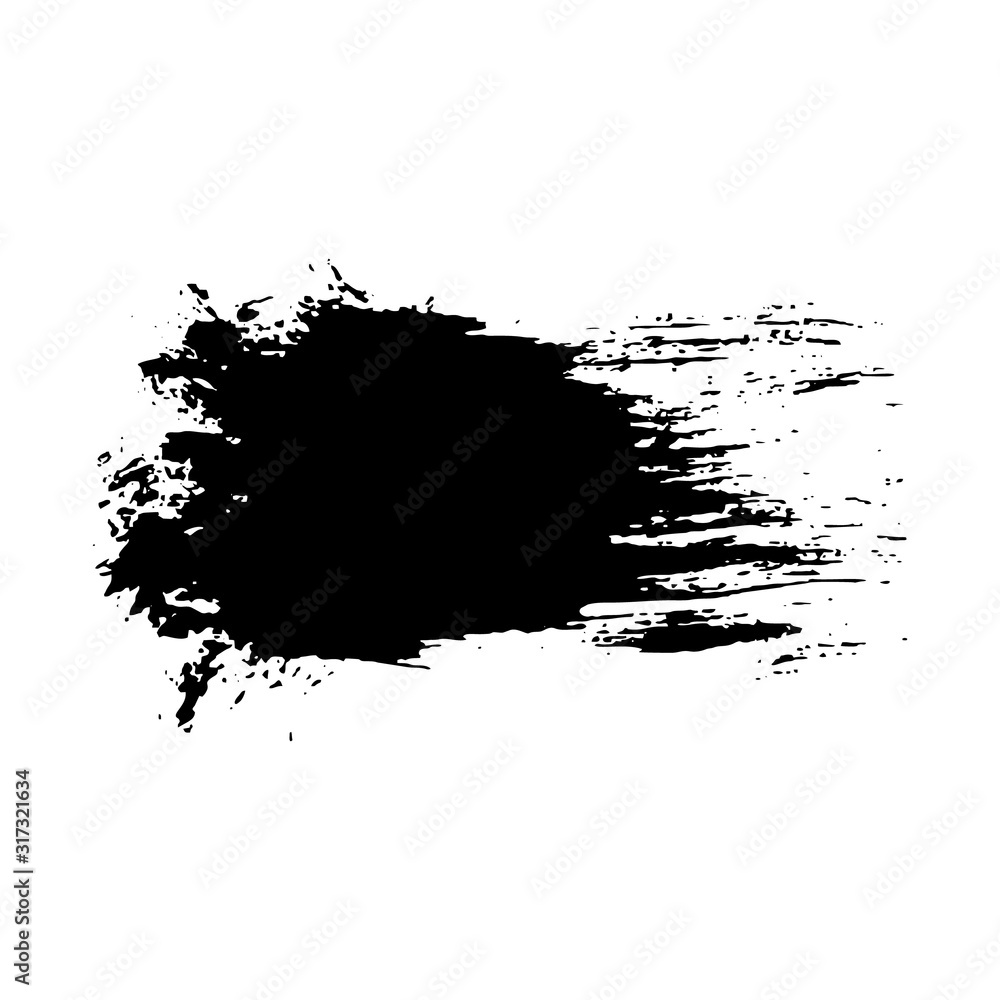 Grunge hand drawn paint brush. Vector black ink brush stroke.