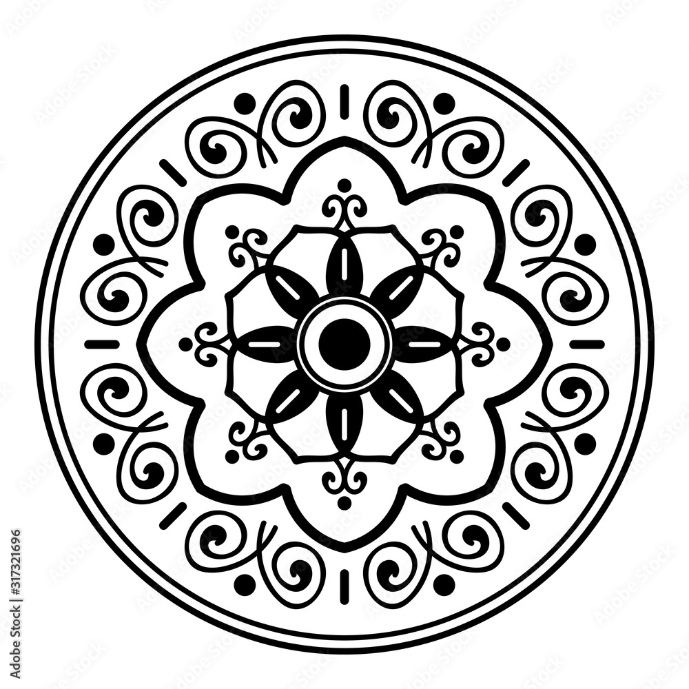 Mandala decorative round ornament. Can be used for greeting card, phone case print, etc. Hand drawn background, vector isolated on white. EPS 10 Mandala decorative round ornament. Can be used for greeting card, phone case print, etc. Hand drawn background, vector isolated on white. EPS 10