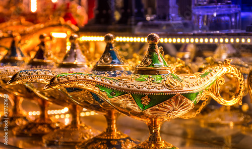 Photography Colorful Arabic Traditional Teapot  shot from Spice Souk Dubai, Magic lamp of Al