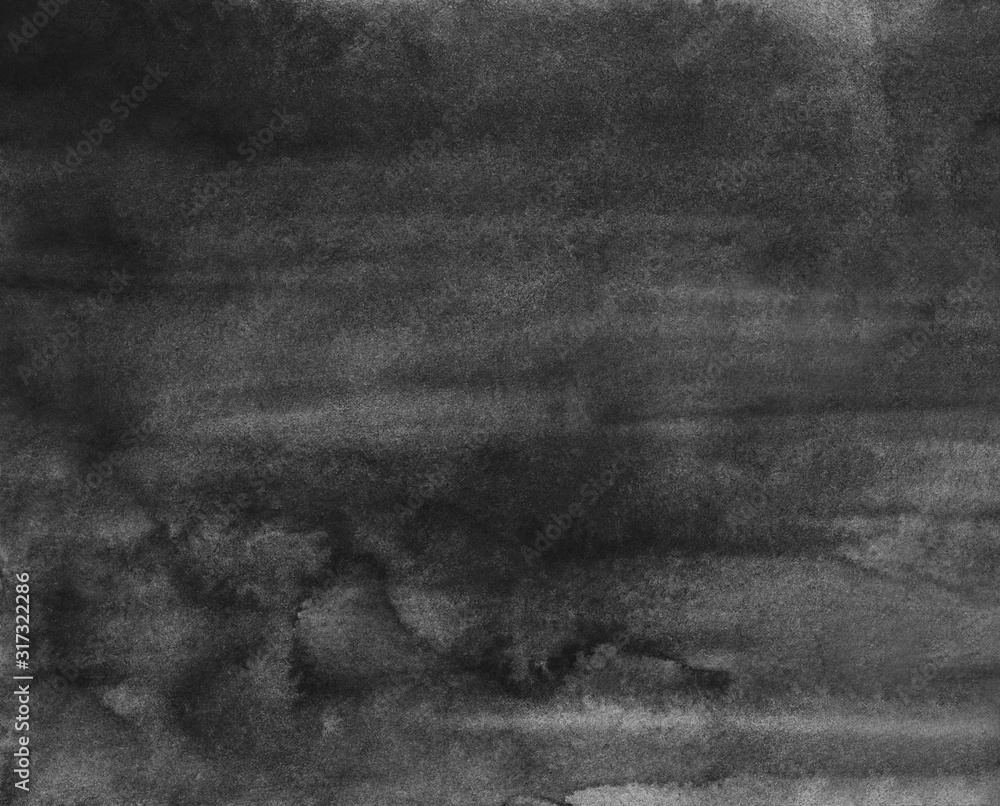 Naklejka premium Watercolor old black and gray background texture. Dark watercolour monochrome backdrop.