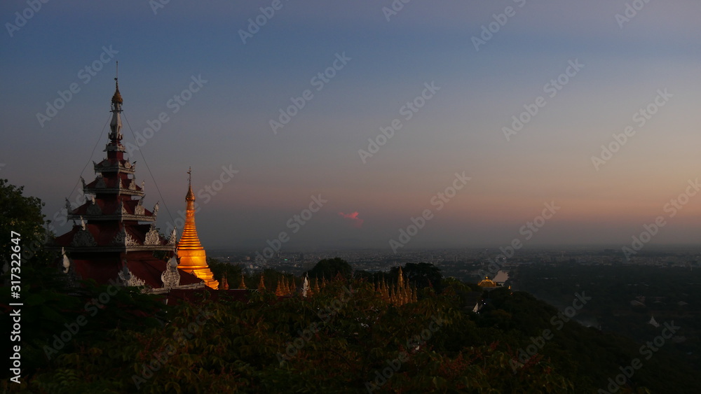 sunset on Mandalay Hill, Mandalay, Myanmar, Asia sunset on Mandalay Hill, Mandalay, Myanmar, Asia