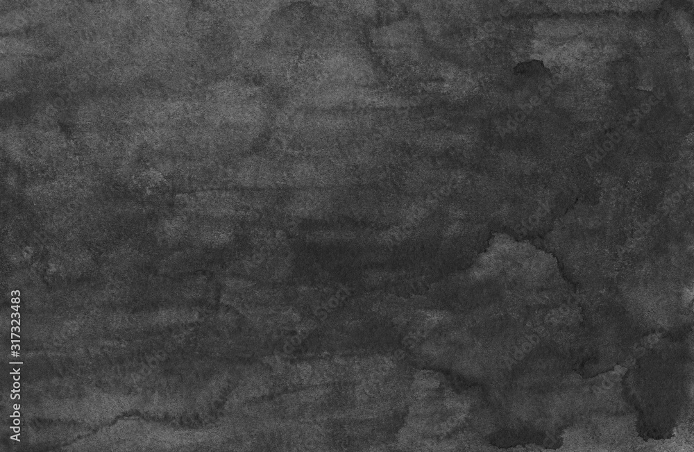 Naklejka premium Watercolor black grunge background texture. Dark old backdrop.