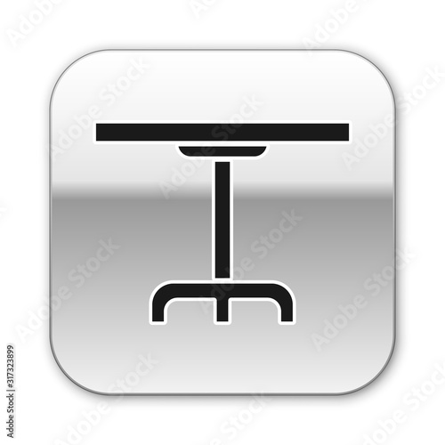 Black Round table icon isolated on white background. Silver square button. Vector Illustration