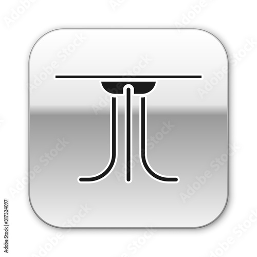 Black Round table icon isolated on white background. Silver square button. Vector Illustration