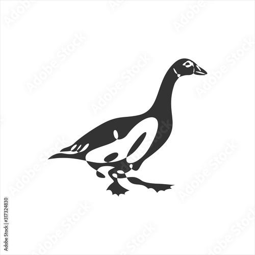 Continuous line drawing of goose. Vector illustration.