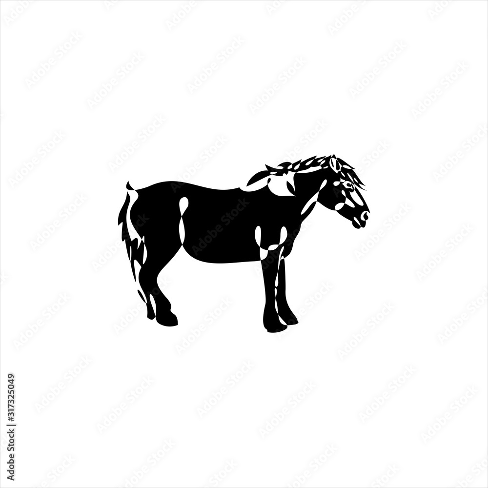 Fototapeta premium Continuous one line drawing. Horse logo.