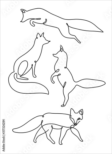 Fox drawn with a thin line.