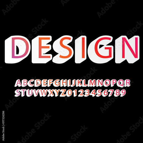 vector colorful font alphabet and numbers  design word on black background