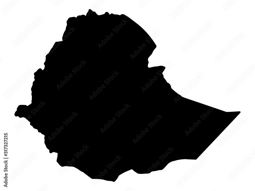 Ethiopia Map Black Silhouette, Vector illustration eps 10