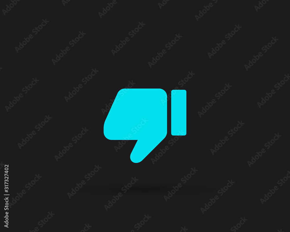 Thump down icon, dislike or unlike button vector web icon isolated on black background, EPS 10, top view Thump down icon, dislike or unlike button vector web icon isolated on black background, EPS 10, top view