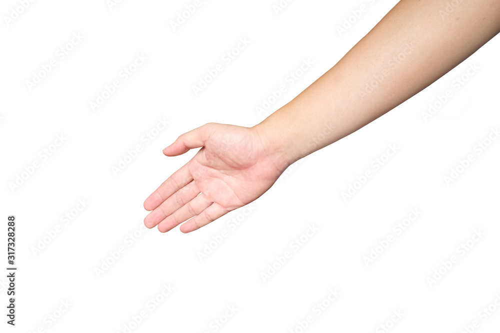 Asian men hands that prepare for shake hand or greeting isolated Asian men hands that prepare for shake hand or greeting isolated