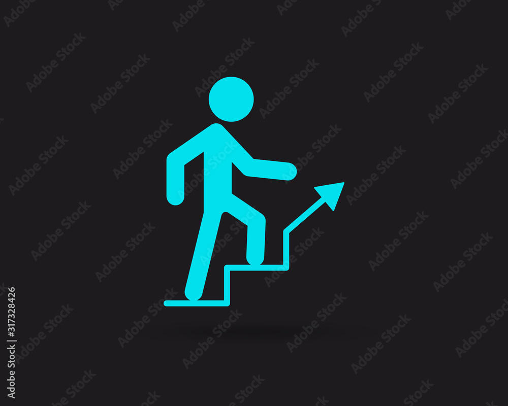 Stairs up web icon isolated on black background, EPS 10, top view Stairs up web icon isolated on black background, EPS 10, top view