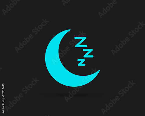 zzz sleep icon, sleeping, zzz or slumber vector web icon isolated on black background, EPS 10, top view.