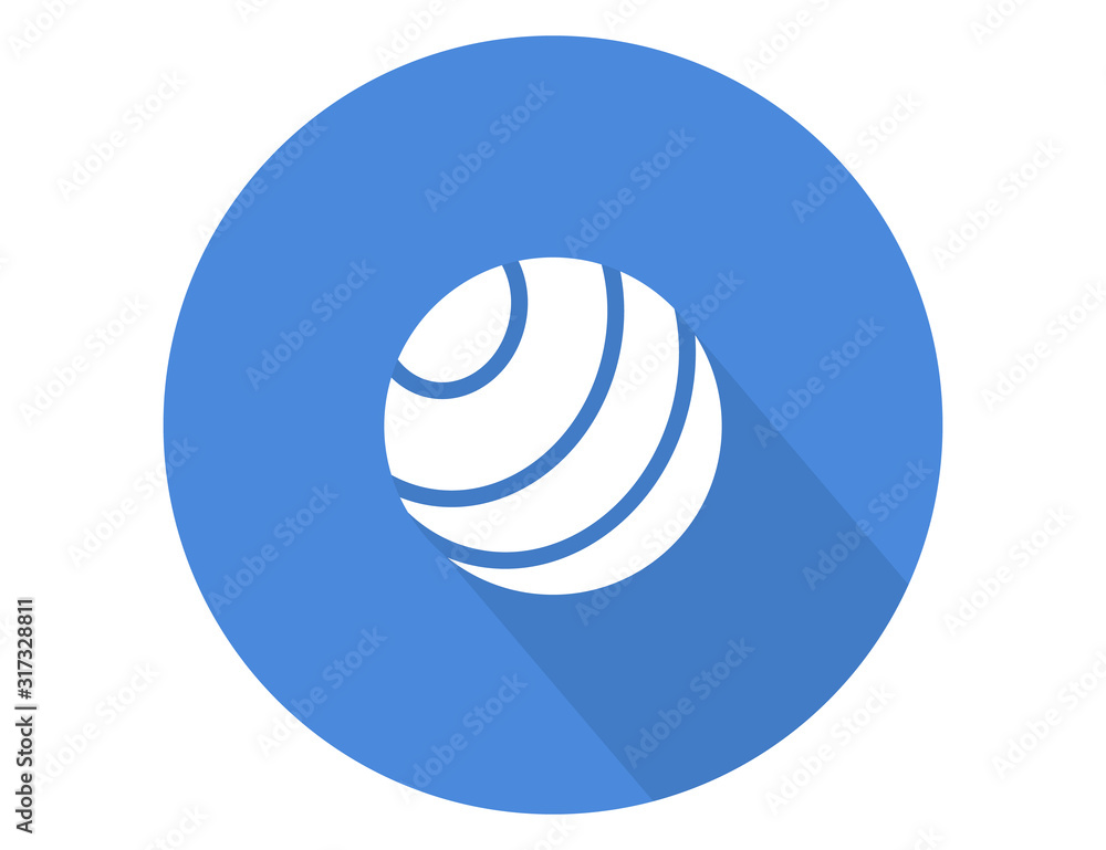 Fitness ball. Swiss ball for fitness. Yoga and stability training. Pilates ball web icon isolated on blue background. Fitness ball. Swiss ball for fitness. Yoga and stability training. Pilates ball web icon isolated on blue background.
