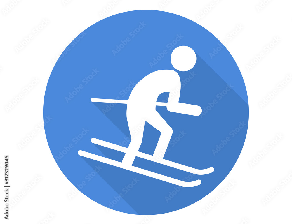 Skiing, Skier skiing downhill vector web icon isolated on white background, EPS 10, top view Skiing, Skier skiing downhill vector web icon isolated on white background, EPS 10, top view