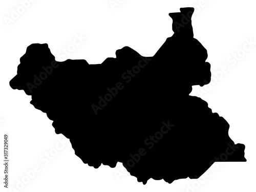 South Sudan Map Silhouette Vector