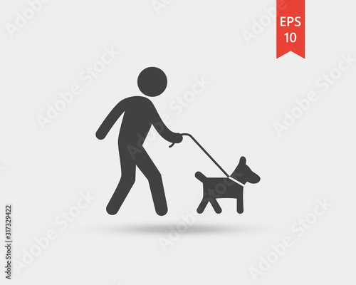 Leashed Dogs icon. Walking with dog. Person walking a dog on a leash icon
