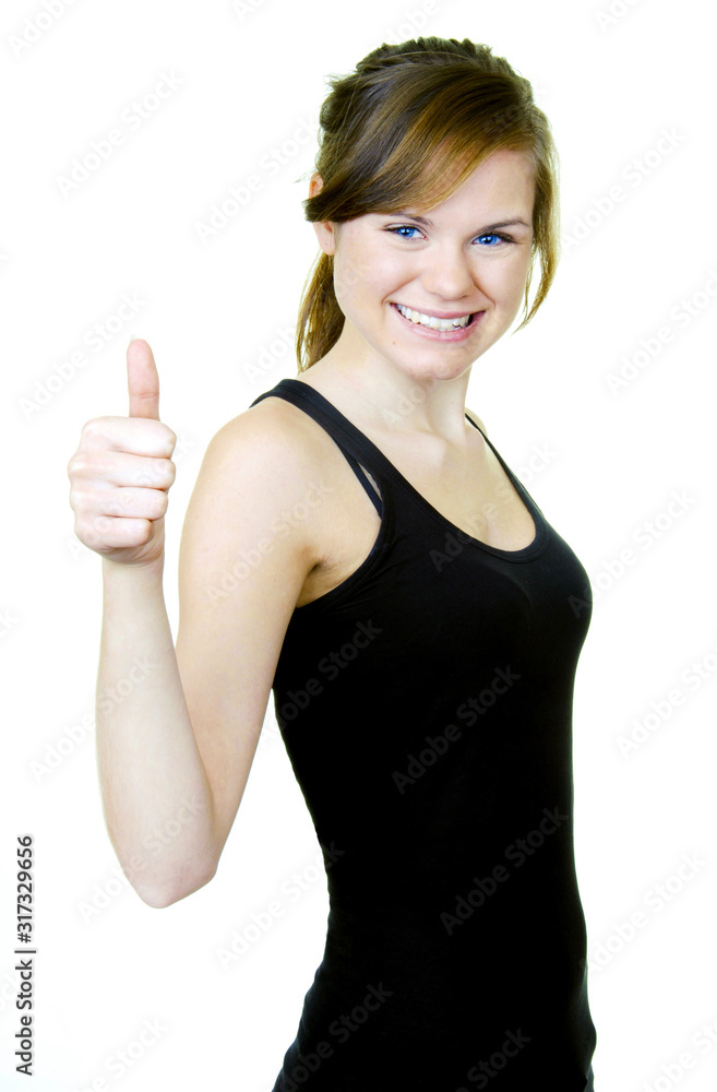 young woman with thumbs up young woman with thumbs up