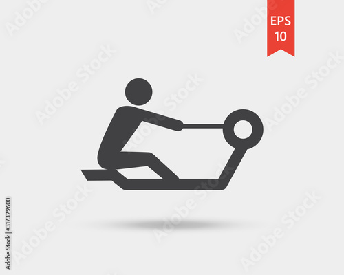 Rowing icon, rowing machine vector web icon isolated on white background, EPS 10, top view	