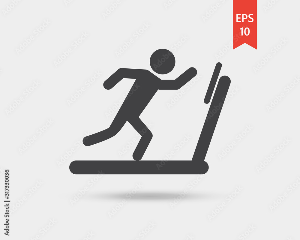 Treadmill running vector web icon isolated on white background, EPS 10, top view	