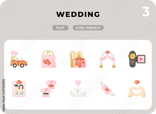 Wedding Glyph Icons Pack for UI. Pixel perfect thin line vector icon set for web design and website application.