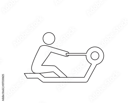 Rowing icon, rowing machine vector web icon isolated on white background, EPS 10, top view	