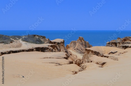 Cliffs in Beberibe, Ceara, Brazil, sands of Morro Branco beach.