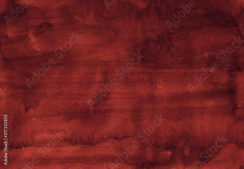 Watercolor dark red texture background hand painted. Watercolour old dusty red color backdrop. 