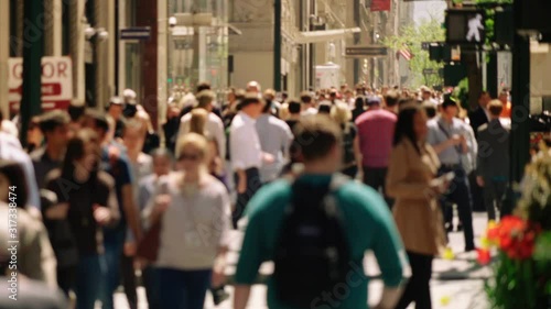 Wallpaper Mural Crowded avenue. New York City. US. People walking on busy street of Manhattan. Traffic passing by.  Torontodigital.ca