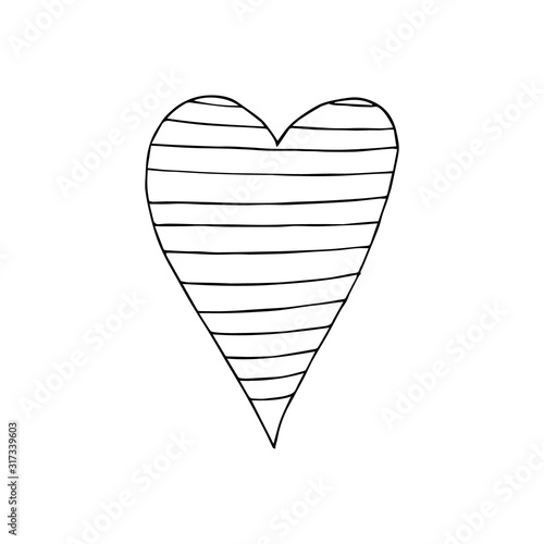 Cute single heart. Illustration drawn by hand for wedding and children's design, logo and greeting card, fabric, textiles, cover. Scandinavian style