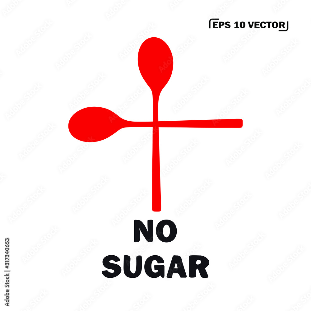 NO SUGAR - frase. red spoons on white background. eps10 vector stock illustration NO SUGAR - frase. red spoons on white background. eps10 vector stock illustration
