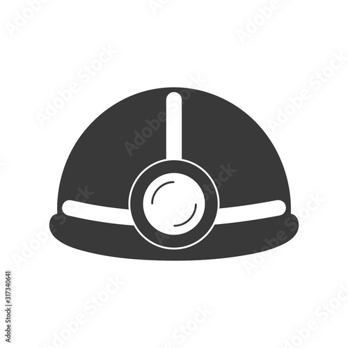 Hard hat or helmet with light icon in vector
