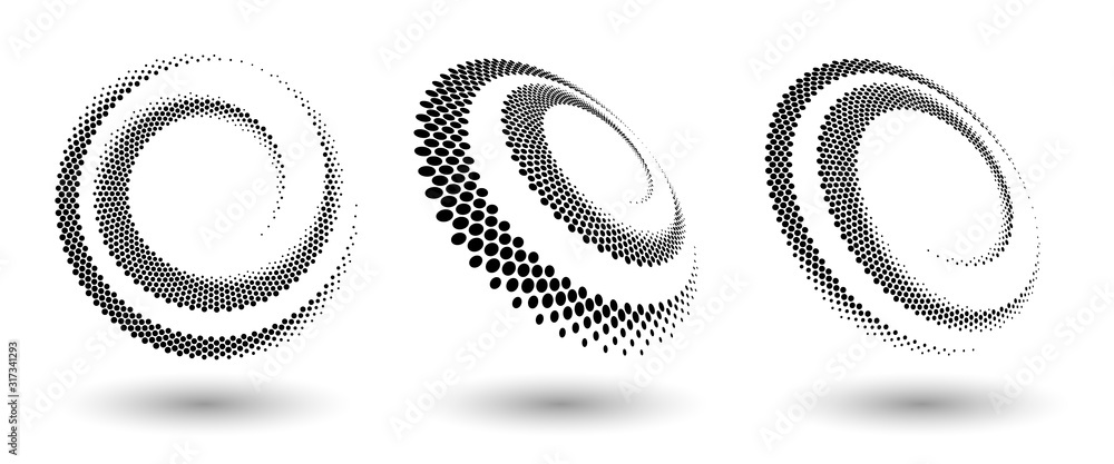 Halftone circle frame, abstract dots logo emblem design element for any ...