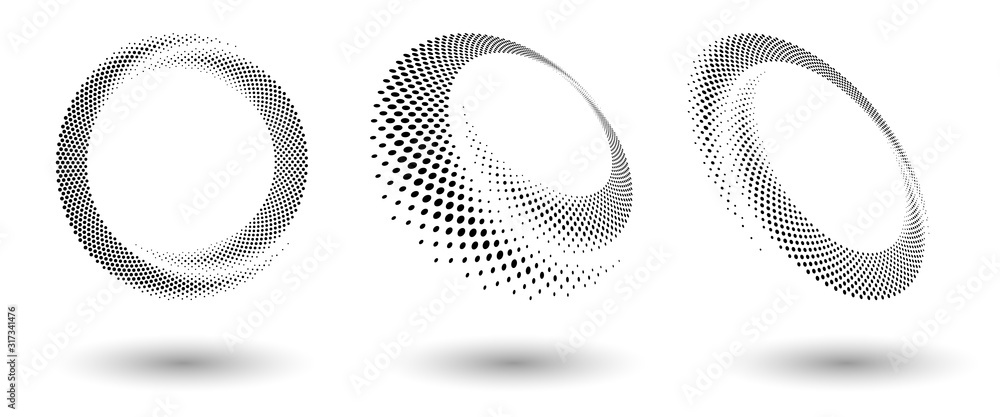 Halftone circle frame, abstract dots logo emblem design element for any ...