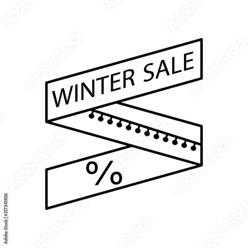 Ribbon per cent icon. Simple line, outline vector elements of winter sale icons for ui and ux, website or mobile application
