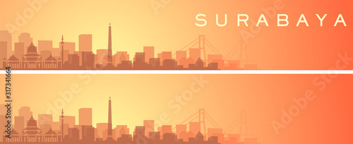 Obraz na plátně Surabaya Beautiful Skyline Scenery Banner
