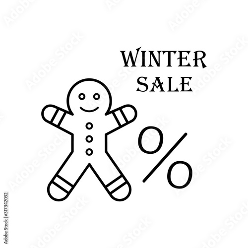 Snowman per cent icon. Simple line  outline vector elements of winter sale icons for ui and ux  website or mobile application