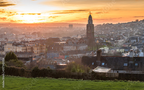 Beautiful sunset scene Cork Ireland Patrick's Hill panorama Shandon Bell church photo