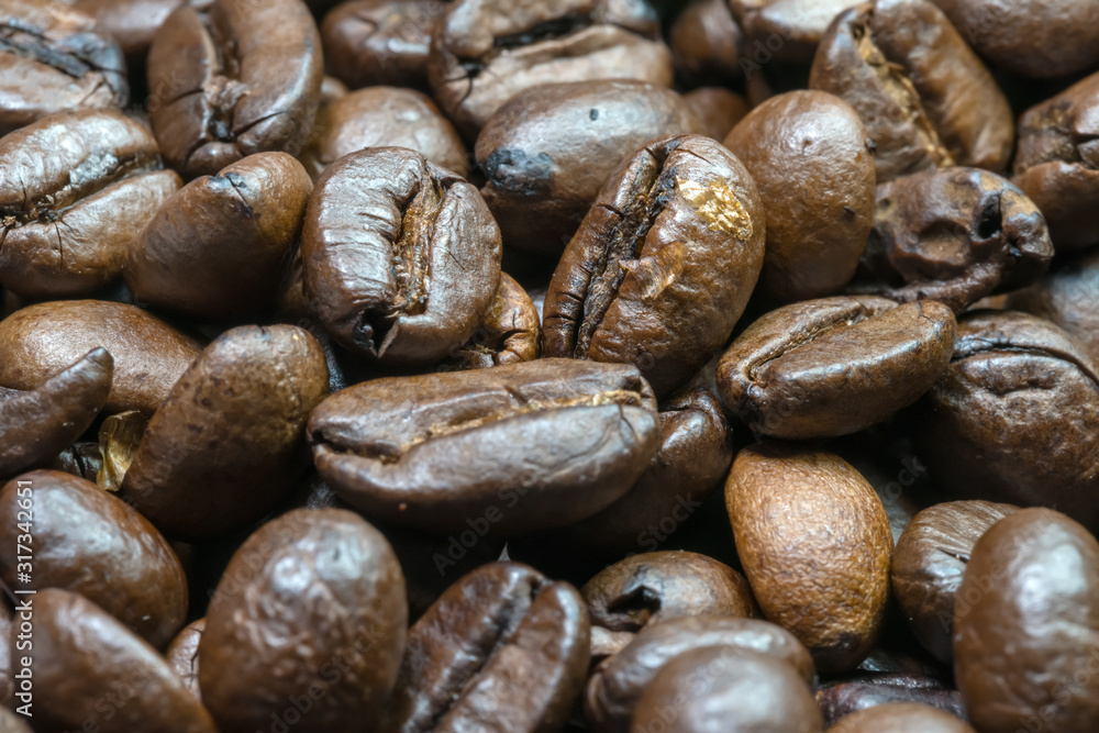 grain roasted coffee close view grain roasted coffee close view