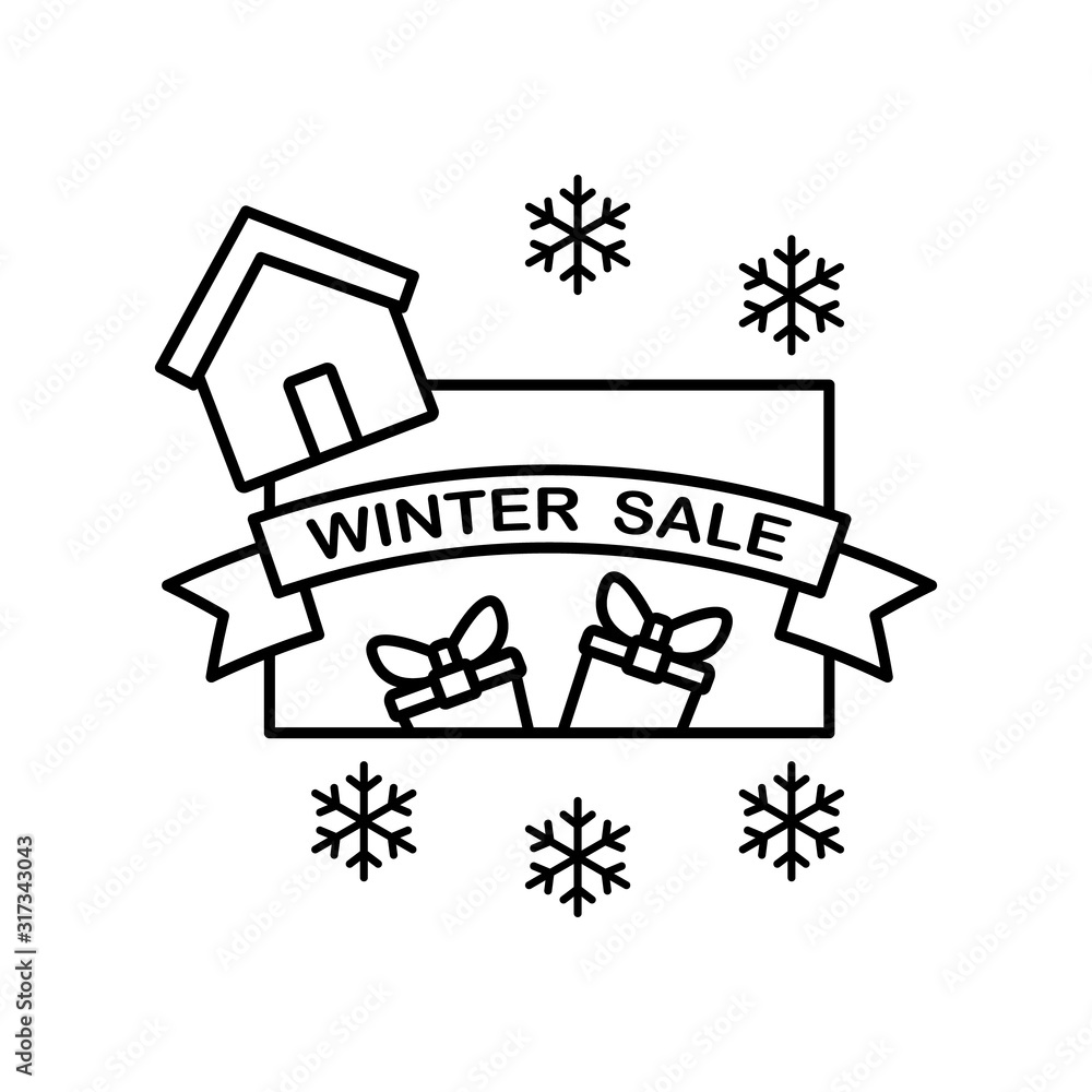 Snowflake house ribbon icon. Simple line, outline vector elements of winter sale icons for ui and ux, website or mobile application