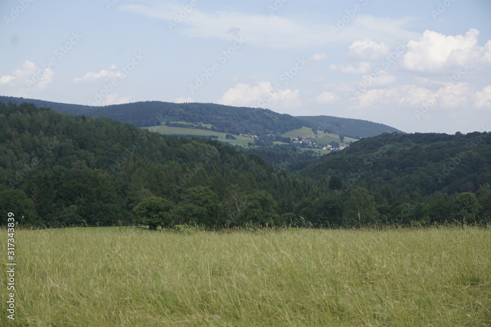 View from Vogelberg mountain in direction of Saupsdorf and Czech border View from Vogelberg mountain in direction of Saupsdorf and Czech border