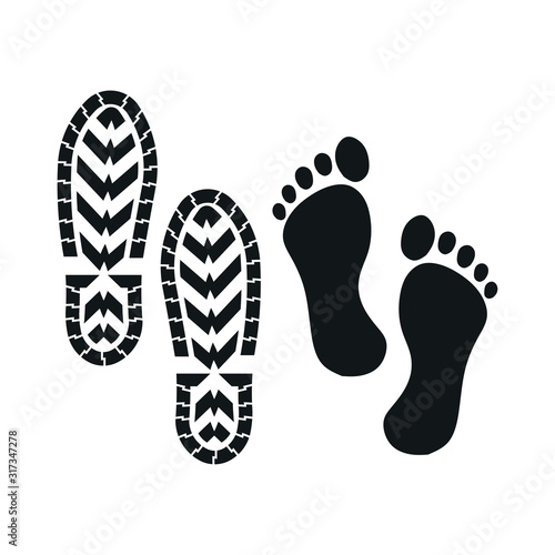 image trail shoe, footprint, print, fully editable